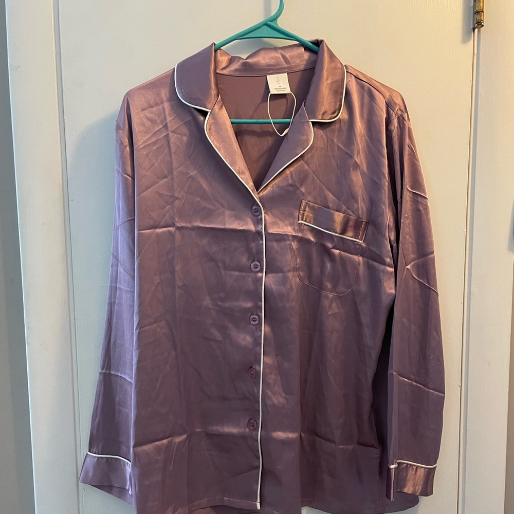 Silky purple pajama top